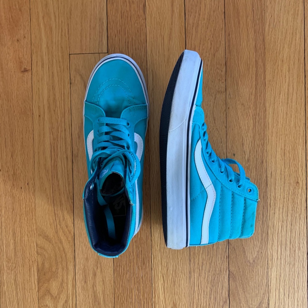 Turquoise Vans High Top Sneakers